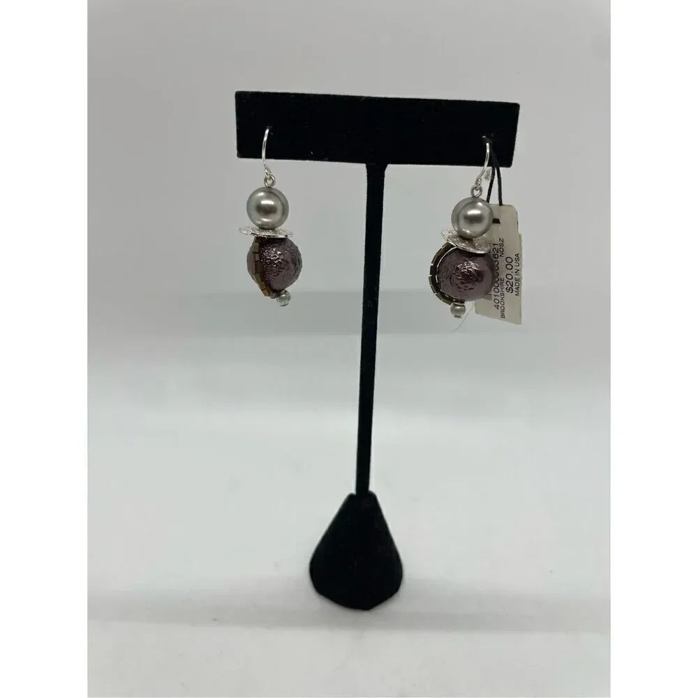 Chico’s Brookshire Ball Pierced Earrings Silver and Bronze Drop